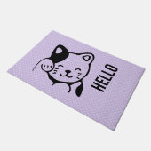 かわいい白黒のキティ猫ハロー ドアマット (アングル)