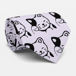 かわいい白黒のキティ猫ハロー ネクタイ