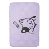 かわいい白黒のキティ猫ハロー バスマット (正面縦)