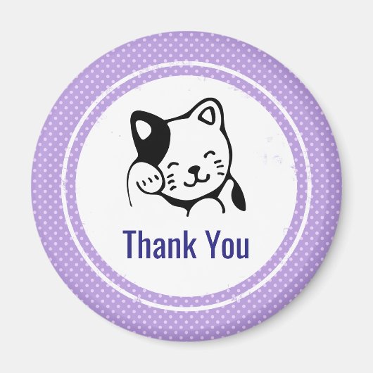 かわいい白黒のキティ猫ハロー マグネット (正面)