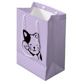 かわいい白黒のキティ猫ハロー ミディアムペーパーバッグ (正面アングル)