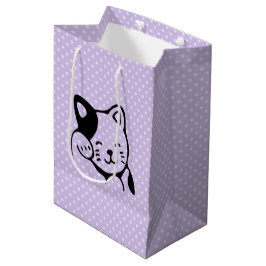 かわいい白黒のキティ猫ハロー ミディアムペーパーバッグ