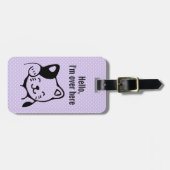 かわいい白黒のキティ猫ハロー ラゲッジタグ (正面横)