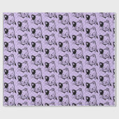 かわいい白黒のキティ猫ハロー ラッピングペーパー (フラット)