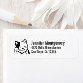 かわいい白黒のキティ猫ハロー ラベル (インサイチュ)