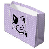かわいい白黒のキティ猫ハロー ラージペーパーバッグ (裏面アングル)
