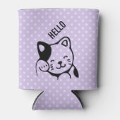 かわいい白黒のキティ猫ハロー 缶クーラー (正面)