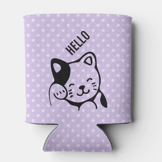 かわいい白黒のキティ猫ハロー 缶クーラー (裏面)