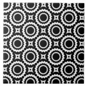 かわいい白黒のジグザグの円パターン タイル (正面)