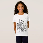 かわいい白黒のドードルフローラ野花 Tシャツ (正面フル)