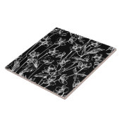 かわいい白黒のフローラ植物  タイル (側面)