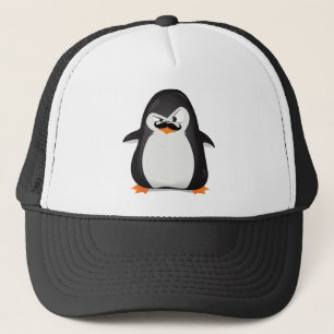 かわいい白黒のペンギンおよびおもしろいな髭 キャップ