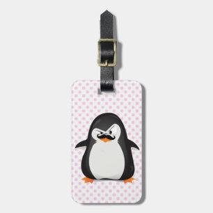 かわいい白黒のペンギンおよびおもしろいな髭 ラゲッジタグ