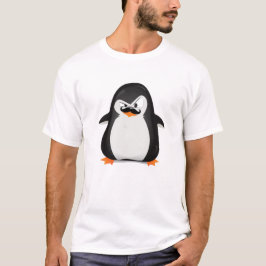 かわいい白黒のペンギンおよびおもしろいな髭 Tシャツ