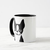 かわいい白黒のボストン・テリア・アニメの犬 マグカップ (正面左)