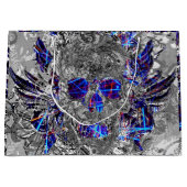 かわいい白黒の多彩なネオンスカル ラージペーパーバッグ (正面)