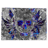 かわいい白黒の多彩なネオンスカル ラージペーパーバッグ (裏面)