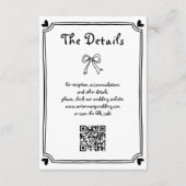 かわいい白黒の手書き文字結婚書 エンクロージャーカード (正面)