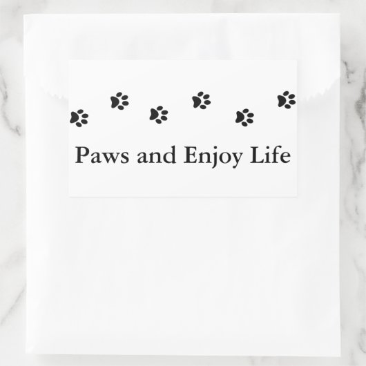 かわいい白黒の手足と生楽しむ活 長方形シール (バッグ)