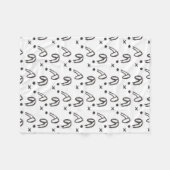 かわいい白黒の水彩画の手描きのバニー フリースブランケット (正面(横))