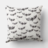 かわいい白黒の水色のこうもりハロウィーン クッション (裏面)