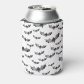 かわいい白黒の水色のこうもりハロウィーン 缶クーラー (缶裏面)