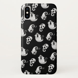 かわいい白黒の水色の幽霊たちハロウィーン iPhone X ケース