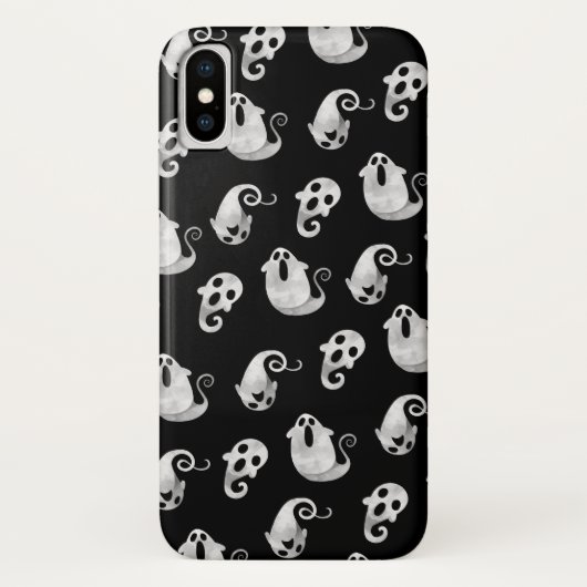 かわいい白黒の水色の幽霊たちハロウィーン Case-Mate iPhoneケース (裏面)
