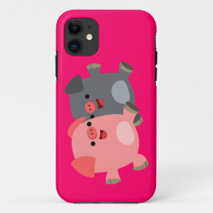 かわいい白黒の漫画の豚iPhone 5/5S iPhone 11 ケース