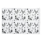 かわいい白黒の漫画（チキン） 枕カバー (裏面-左)