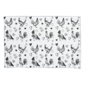 かわいい白黒の漫画（チキン） 枕カバー (正面左)