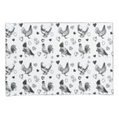 かわいい白黒の漫画（チキン） 枕カバー (正面右)