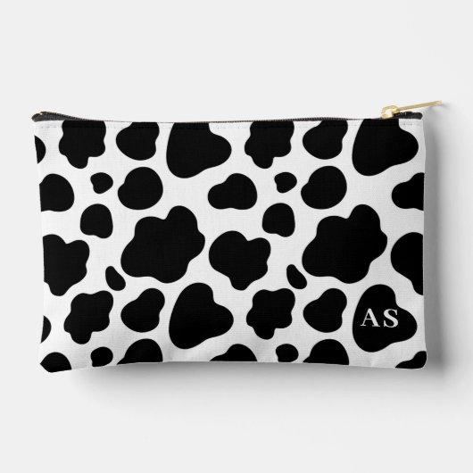 かわいい白黒の牛のパターンモノグラムの アクセサリーポーチ (裏面)