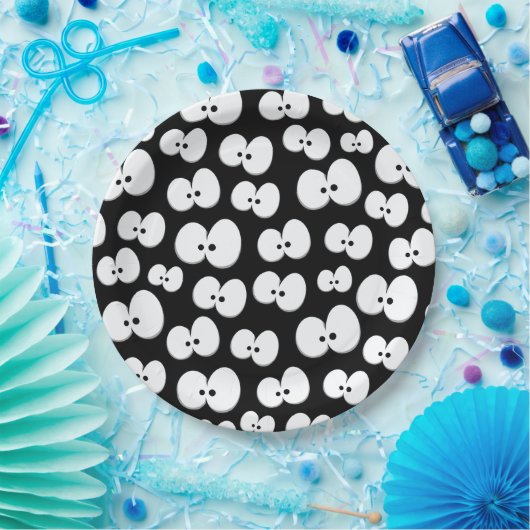 かわいい白黒の目不気味ハロウィン ペーパープレート (パーティー)