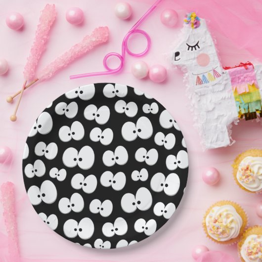 かわいい白黒の目不気味ハロウィン ペーパープレート (パーティー)