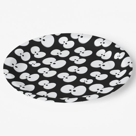 かわいい白黒の目不気味ハロウィン ペーパープレート (アングル)