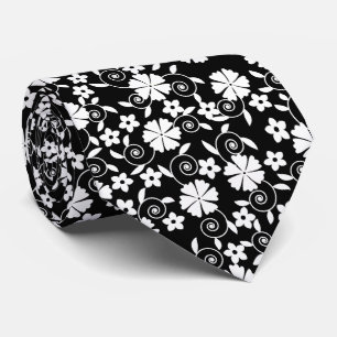 かわいい白黒の花のパターン耐用生活iPhone ネクタイ