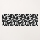かわいい白黒の花のパターン耐用生活iPhone ヨガマット (正面(横))