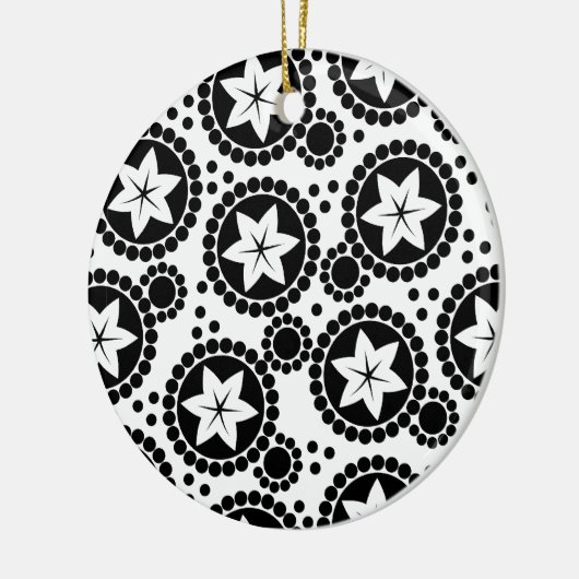 かわいい白黒の花オーナメント セラミックオーナメント (左)