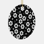 かわいい白黒の花オーナメント セラミックオーナメント (右)