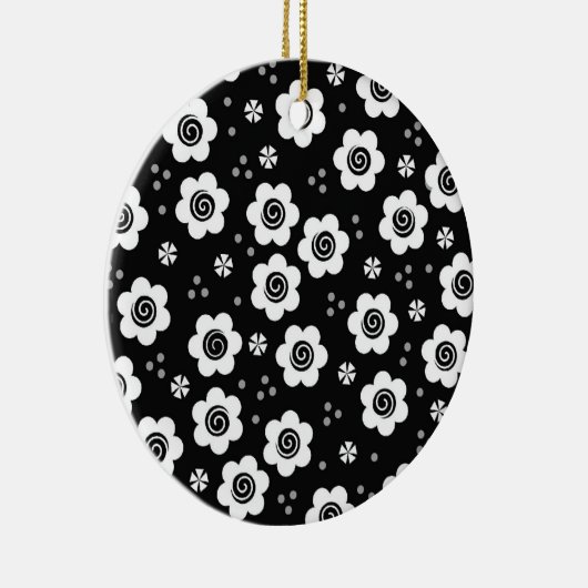 かわいい白黒の花オーナメント セラミックオーナメント (右)