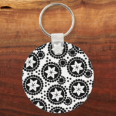 かわいい白黒の花キーチェーン キーホルダー (正面)