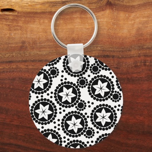 かわいい白黒の花キーチェーン キーホルダー (正面)