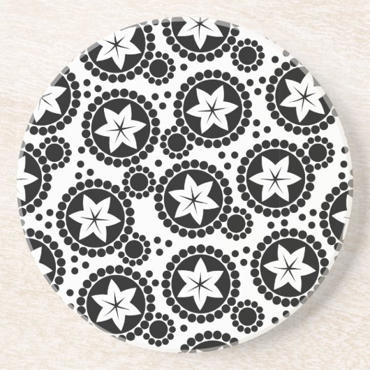 かわいい白黒の花コースター コースター (正面)