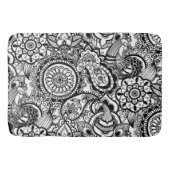 かわいい白黒の花柄のペイズリー バスマット (正面)