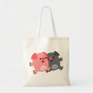 かわいい白黒の豚のバッグ トートバッグ