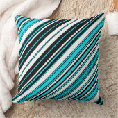 かわいい白黒アクアストライプ クッション (ブランケット)