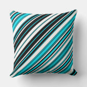 かわいい白黒アクアストライプ クッション (裏面)