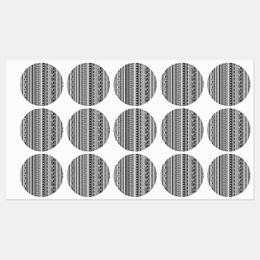 かわいい白黒アステカ柄デザイン ラベル (シート)