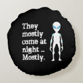 かわいい白黒エイリアン引用文 ラウンドクッション (裏面)